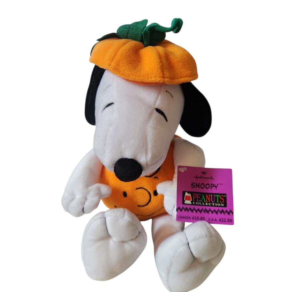 Hallmark Peanuts 15" Halloween Snoopy Pumpkin Plush Charlie Brown Face NWT 2009